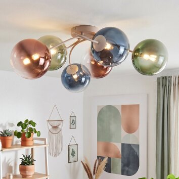 Plafoniera a sfera Chehalis moderna con 6 schermi in vetro colorato, ø 15 cm, G9