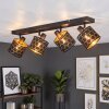 Faretto da soffitto Alsen moderno con 4 paralumi a nido d’ape oro e nero, E14