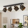 Faretto da soffitto moderno Alsen con 4 punti luce orientabili e paralumi oro e nero