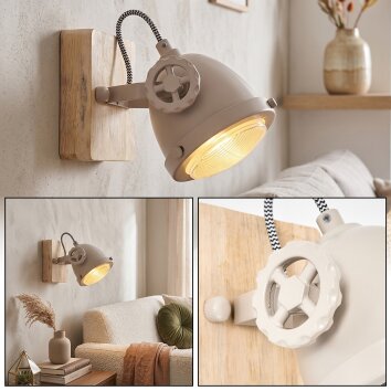 Applique da parete scandinava sabbia Herford con testa orientabile per leggere a letto