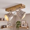 Plafoniera Herford con trave in legno orientabile singolarmente, stile Boho écru