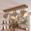 Plafoniera Herford con trave in legno e faretti orientabili color sabbia