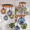 Plafoniera a sfere Gastor stile boho a grappolo, con schermi in vetro blu, verde e ramato