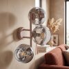 Applique da parete Koyoto con 3 sfere verticali in vetro cromato, grigio fumo e chiaro