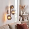 Applique da parete Koyoto con 3 sfere verticali in vetro cromato, grigio fumo e chiaro