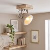 Plafoniera scandinava Herford con testa orientabile e base in legno chiaro