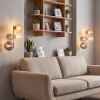 Applique da parete moderna Gastor in sabbia con 3 sfere di vetro, set da 2