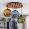 Plafoniera a grappolo Koyoto in stile boho con 4 sfere in vetro blu, verde e oro