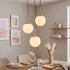 Lampada a sospensione Gastor moderna, tre sfere di vetro bianco per il tavolo da pranzo
