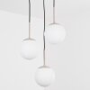 Lampada a sospensione Gastor moderna, tre sfere di vetro bianco per il tavolo da pranzo