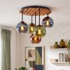 Plafoniera a sfere Koyoto con 5 schermi in vetro blu, verde e ramato, in stile Boho