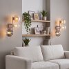 Applique da parete Gastor, set di 2, con 3 sfere in vetro grigio fumo, ambrato e chiaro