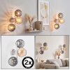 Applique a tre sfere Koyoto moderna, set da 2, vetro grigio fumo e ambrato