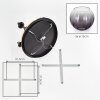 Plafoniera a sospensione Boho Koyoto con lamelle in legno e 5 sfere in vetro grigio fumo