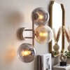 Applique moderna Gastor, 3 luci, sfere in vetro grigio fumo, ambrato e chiaro
