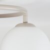 Plafoniera Koyoto moderna con tre paralumi sferici in vetro bianco, diametro 15 cm
