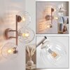 Lampada da parete moderna Koyoto con 3 sfere in vetro rigato chiaro
