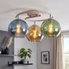 Plafoniera a sfere moderna Koyoto con 3 schermi in vetro blu, verde e oro