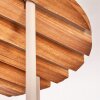 Plafoniera moderna Gastor con pannello a lamelle in legno, 4 sfere ambrate ø 15 cm