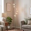 Lampada da terra Koyoto moderna con 6 sfere in vetro chiaro, struttura color Sabbia