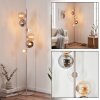 Moderna lampada da terra Koyoto con 6 sfere in vetro ambrato, cromato, grigio fumo e chiaro