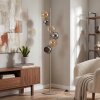 Lampada da terra a sfere Koyoto moderna con vetro cromato, grigio fumo e ambrato