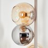 Lampada da terra a sfere Koyoto moderna con vetro cromato, grigio fumo e ambrato