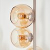 Lampada da terra Koyoto moderna con 6 sfere in vetro ambrato e interruttore a pedale