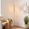 Lampada da terra moderna Koyoto con 6 sfere in vetro rigato chiaro, diametro 34 cm