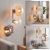 Applique moderna Gastor a 3 luci con sfere in vetro chiaro, ambrato e fumé