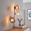 Applique moderna Gastor a 3 luci con sfere in vetro chiaro, ambrato e fumé
