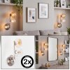 Applique Gastor, set di 2 con 3 sfere di vetro grigio fumo, ambra e chiare, per lo specchio