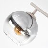 Plafoniera a quattro luci Koyoto moderna, struttura color sabbia con sfere grigio fumo chiaro
