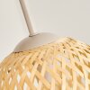 Plafoniera a 4 luci Basto con sfere intrecciate in bambù écru, stile boho