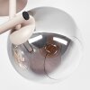 Plafoniera moderna a sfere Koyoto con tre paralumi grigio fumo, struttura in metallo