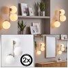 Applique da parete moderna Gastor, set da 2, con 3 sfere in vetro bianco, struttura sabbia