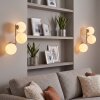 Applique da parete moderna Gastor, set da 2, con 3 sfere in vetro bianco, struttura sabbia