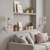 Applique moderne Koyoto in sabbia, set di 2 con 3 sfere in vetro rigato chiaro