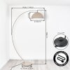 Lampada ad arco moderna Miranda, struttura curva color sabbia, paralume bianco
