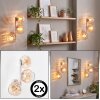 Lampada da parete Koyoto moderna, set di 2, 3 sfere in vetro ambrato e chiaro