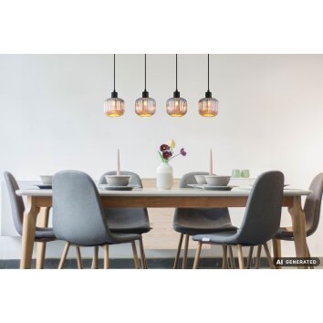 NOWA Tom lampada a sospensione moderna longiforme a 4 luci E14, lunga 80,8 cm