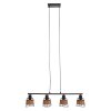 NOWA Esra lampada a sospensione lineare a 4 luci, paralumi a gabbia, 81 cm, E27