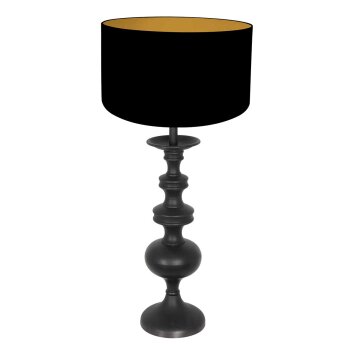 Steinhauer Lampada da tavolo Lyons, base scultorea in legno, paralume nero orientale