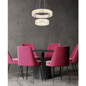 Globo Lidia LED lampadario a sospensione moderno a doppio anello con telecomando