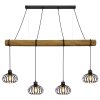 Globo Caldwell lampada a sospensione industriale a barra con 4 luci, lunghezza 125 cm