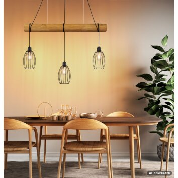 Globo Berti lampada a sospensione industriale a tre luci, lunghezza 115 cm, per tavolo da pranzo