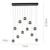 Schöner Wohnen-Kollektion LINI lampadario a sospensione a sfere LED 11 luci, lunghezza 114 cm