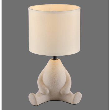 Leuchten Direkt Lampada da tavolo TED con base a rana beige, 3000 Kelvin bianco caldo