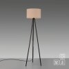 Leuchten Direkt lampada da terra a treppiede DURO, paralume cilindrico beige in tessuto
