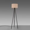 Leuchten Direkt lampada da terra a treppiede DURO, paralume cilindrico beige in tessuto